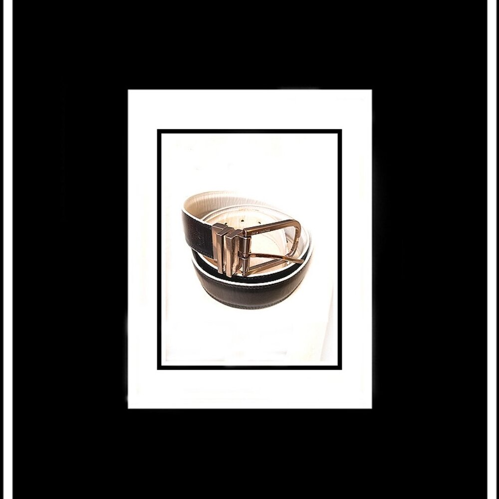 Men's Fashionable Reversable Black & White Leather Belt